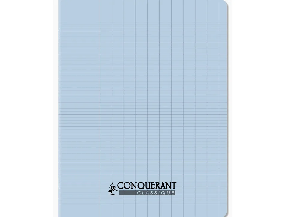 Cahier conquerant poplypropylene papier velin extra pastel 17x22 cm 96 pages piqure 90g bleu pastel