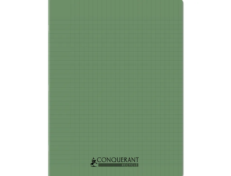Cahier conquerant poplypropylene indechirable et lavable recycle 24x32 cm 96 pages seyes piqure 90g