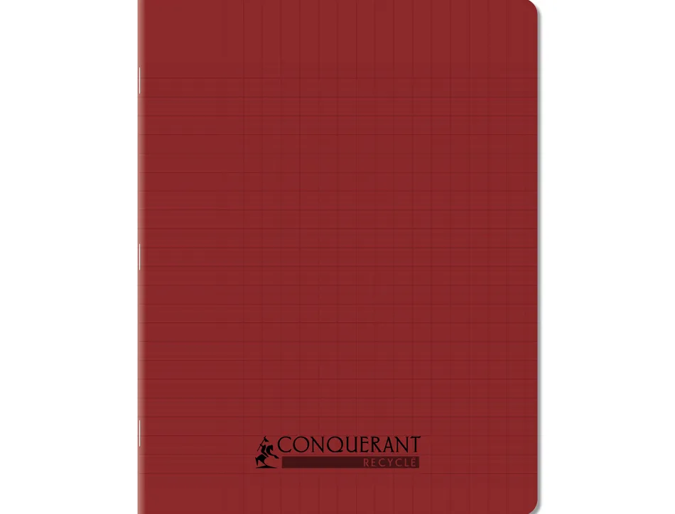 Cahier conquerant poplypropylene recycle indechirable et lavable 17x22 cm 96 pages seyes rouge