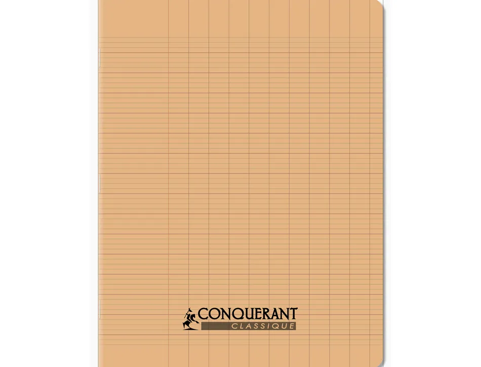Cahier conquerant poplypropylene papier velin extra pastel 17x22 cm 96 pages piqure 90g abricot