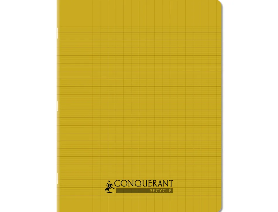 Cahier conquerant poplypropylene recycle indechirable et lavable 17x22 cm 96 pages seyes jaune