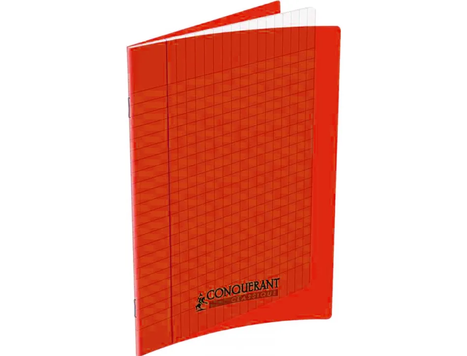 Cahier conquérant polypropylène a4+ 24x32cm 140 pages 90g séyès coloris rouge