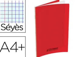 Cahier conquérant polypropylène a4+ 24x32cm 140 pages 90g séyès coloris rouge