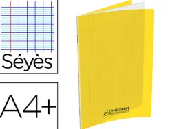 Cahier conquérant polypropylène a4+ 24x32cm 140 pages 90g séyès coloris jaune