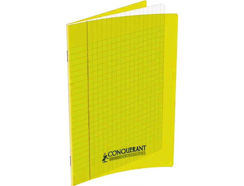 Cahier conquérant polypropylène a4+ 24x32cm 140 pages 90g séyès coloris jaune