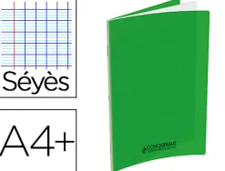 Cahier conquérant polypropylène a4+ 24x32cm 140 pages 90g séyès coloris vert