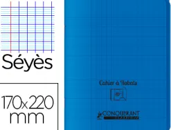 Cahier conquérant polypropylène a5+ 17x22cm 140 pages 90g séyès coloris bleu
