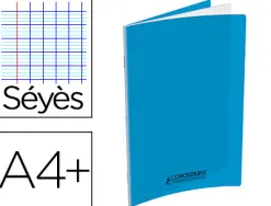Cahier conquérant polypropylène a4+ 24x32cm 140 pages 90g séyès coloris bleu