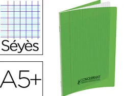 Cahier conquérant polypropylène a5+ 17x22cm 140 pages 90g séyès coloris vert