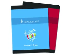 Cahier conquérant sept musique chant piqûre couverture offset 170x220mm 48 pages papier 70g 24f séyès 24f musique