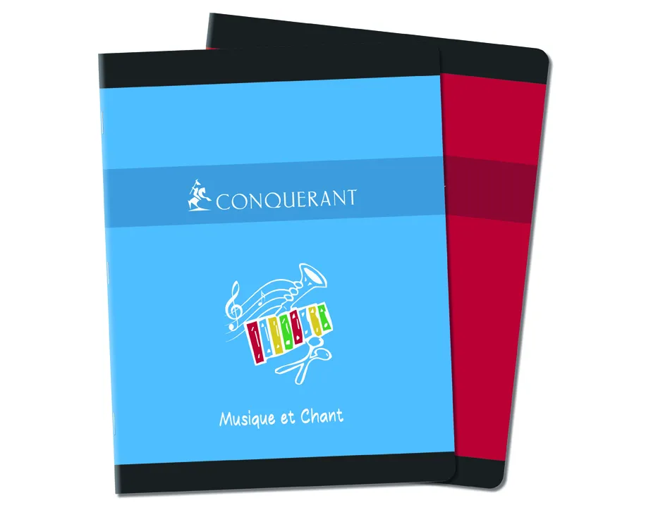 Cahier conquérant sept musique chant piqûre couverture offset 170x220mm 48 pages papier 70g 24f séyès 24f musique