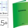 Cahier d'écriture conquérant classique couverture polypropylène rigide a5+ 17x22cm 32 pages 90g séyès 3mm coloris vert