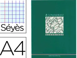 Cahier d'écriture piqué conquérant usage scolaire couverture vernie carte couchée a4 21x29,7cm 96 pages 90g séyès