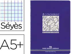 Cahier d'écriture piqué conquérant usage scolaire couverture vernie carte couchée a5+ 17x22cm 96 pages 90g séyès
