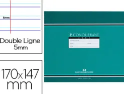 Cahier d'écriture piqué conquérant sept couverture offset 170x147mm à l'italienne 24 pages 70g double ligne 5mm paysage