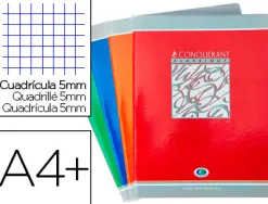Cahier d'écriture piqué conquérant usage scolaire couverture vernie carte couchée a4+ 24x32cm 48 pages 90g séyès