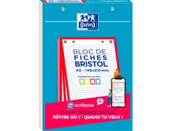 Cahier de fiches bristol 2.0 oxford a5 14,8x21cm 5x5mm couleur 30 unités