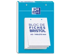 Cahier de fiches bristol 2.0 oxford a5 14,8x21cm 5x5mm 30 unités
