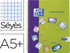 Cahier de textes spirale oxford couverture polypropylène reliure intégrale 17x22cm 148 pages 90g séyès coloris fantaisie
