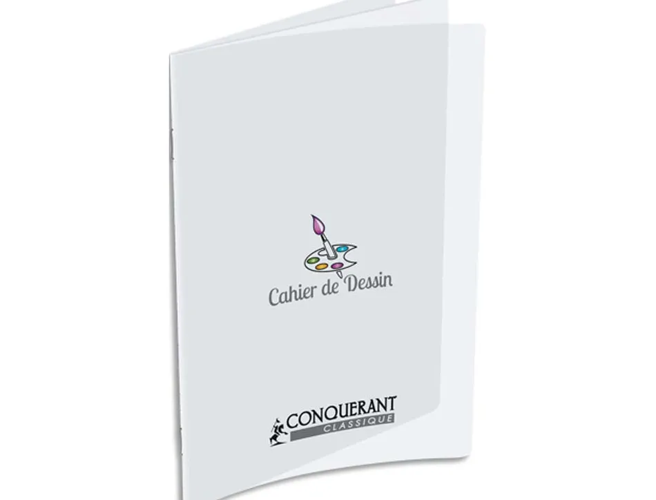 Cahier dessin oxford couverture polypropylène transparent a4+ 24x32cm 48 pages papier dessin uni