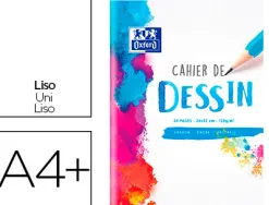 Cahier dessin oxford couverture carte pelliculée a4+ 24x32cm 24 pages 120g