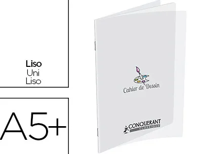 Cahier dessin oxford couverture polypropylène transparent a5+ 17x22cm 32 pages papier dessin uni