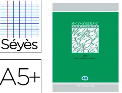 Cahier devoirs piqué conquérant classique couverture vernie carte couchée a5+ 17x22cm 60 pages 90g séyès