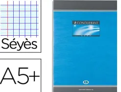 Cahier devoirs piqué conquérant sept couverture vernie carte couchée a5+ 17x22cm 60 pages 70g séyès