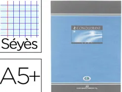Cahier devoirs piqué conquérant sept couverture vernie carte couchée a5+ 17x22cm 32 pages 70g séyès