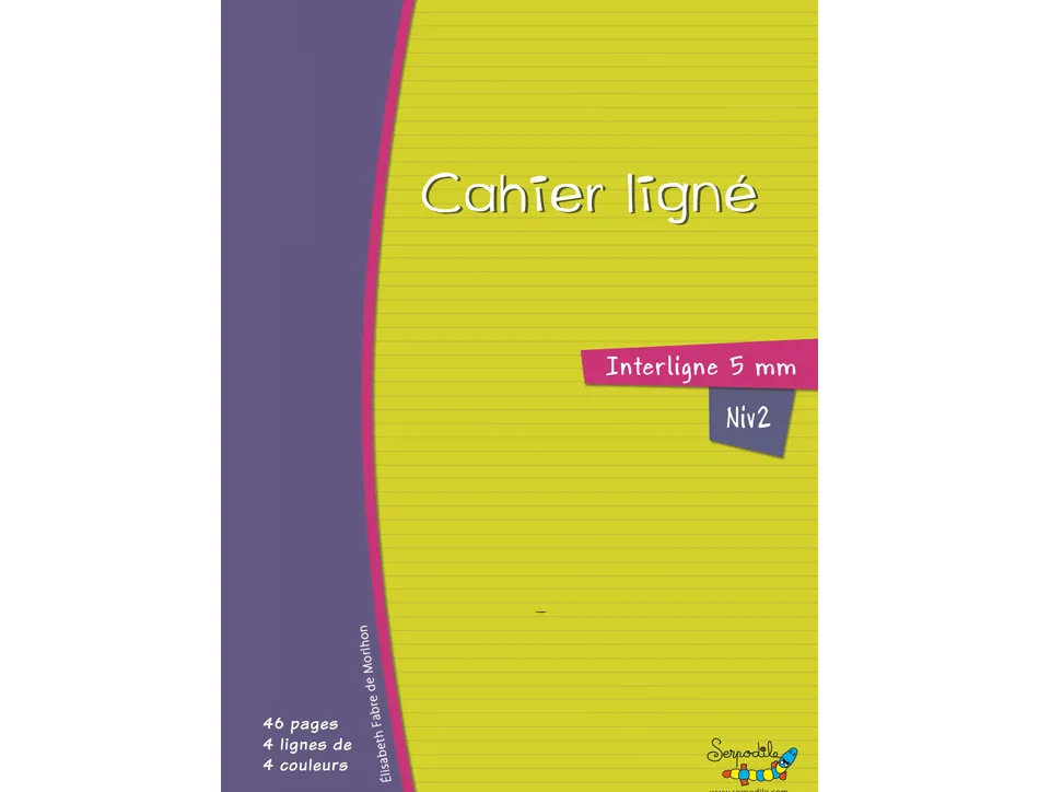 Cahier hamelin serpodile 17x22 cm 48 pages double ligne 5mm niveau 2