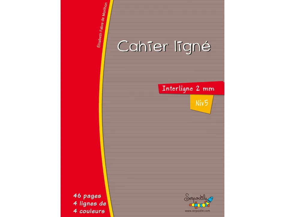 Cahier hamelin serpodile 17x22 cm 48 pages double ligne 2mm avec marge niveau 5