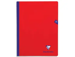 Cahier mimesys clairefontaine brochure cousue 192 pages seyès 24x32 couverture polypropylène rouge