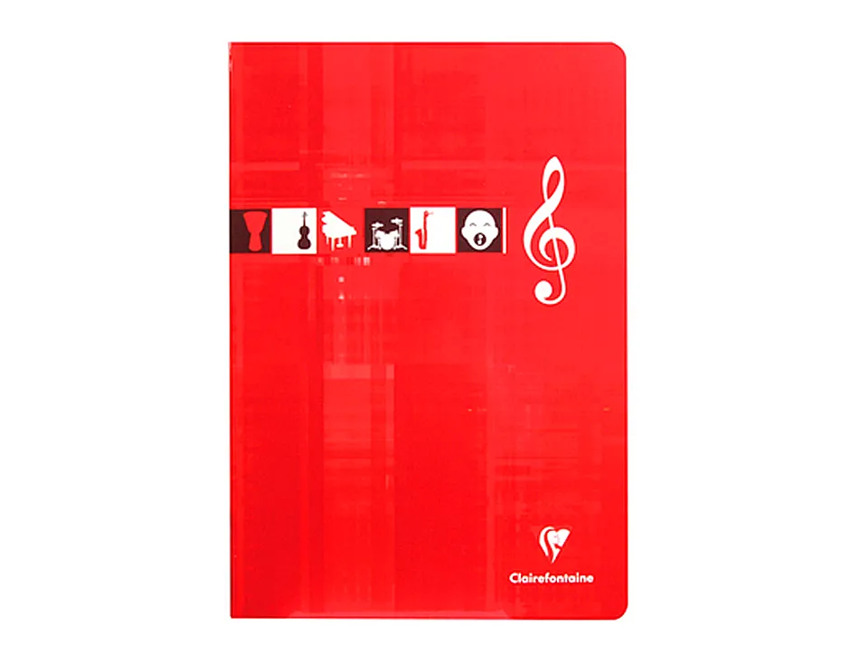 Cahier musique chant piqué clairefontaine papier vélin velouté couverture pelliculée a4 21x29,7cm 48 pages 90g 24 séyès