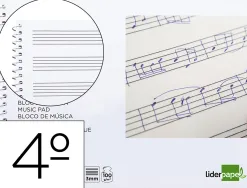 Cahier musique liderpapel portee 3mm cuarto 20 feuilles 100gr