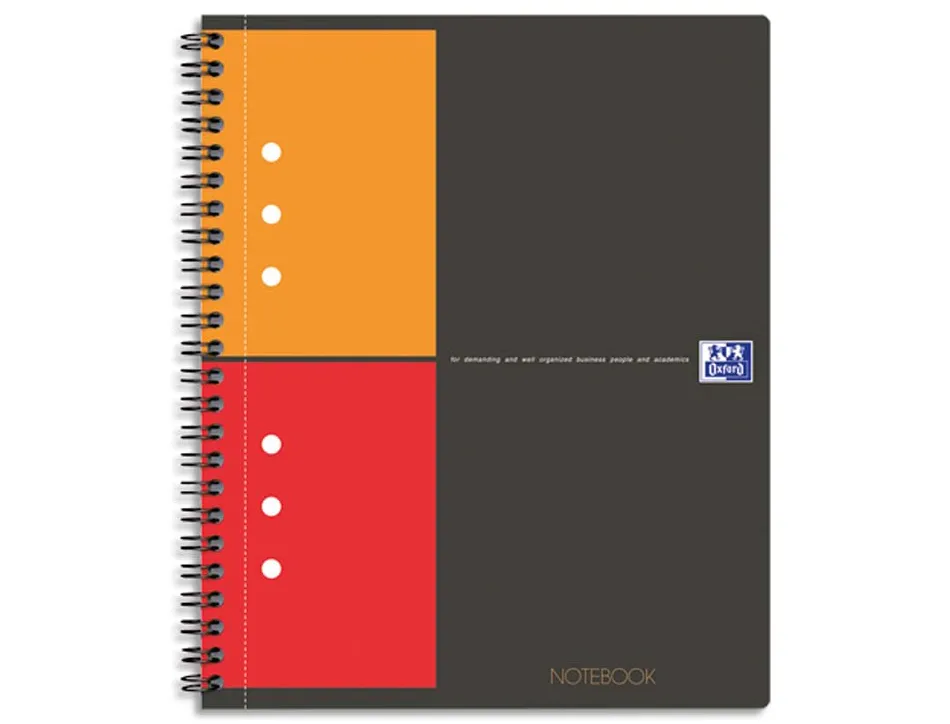 Cahier notebook oxford optik paper couverture rigide a5+ 16,9x21cm 160 pages 5x5mm feuilles détachables perforées noir