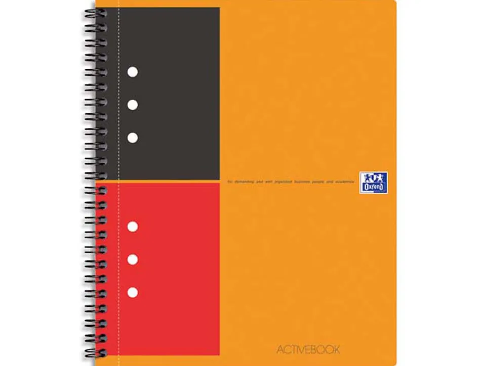 Cahier oxford active book optik paper couverture polypropylène pochette rangement a5+ 17,8x21cm 160 pages ligné