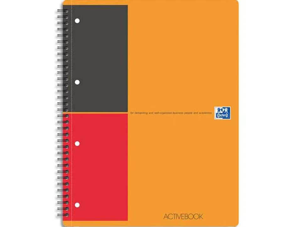 Cahier oxford active book optik paper couverture polypropylène pochette rangement a4+ 21x32cm 160 pages ligné