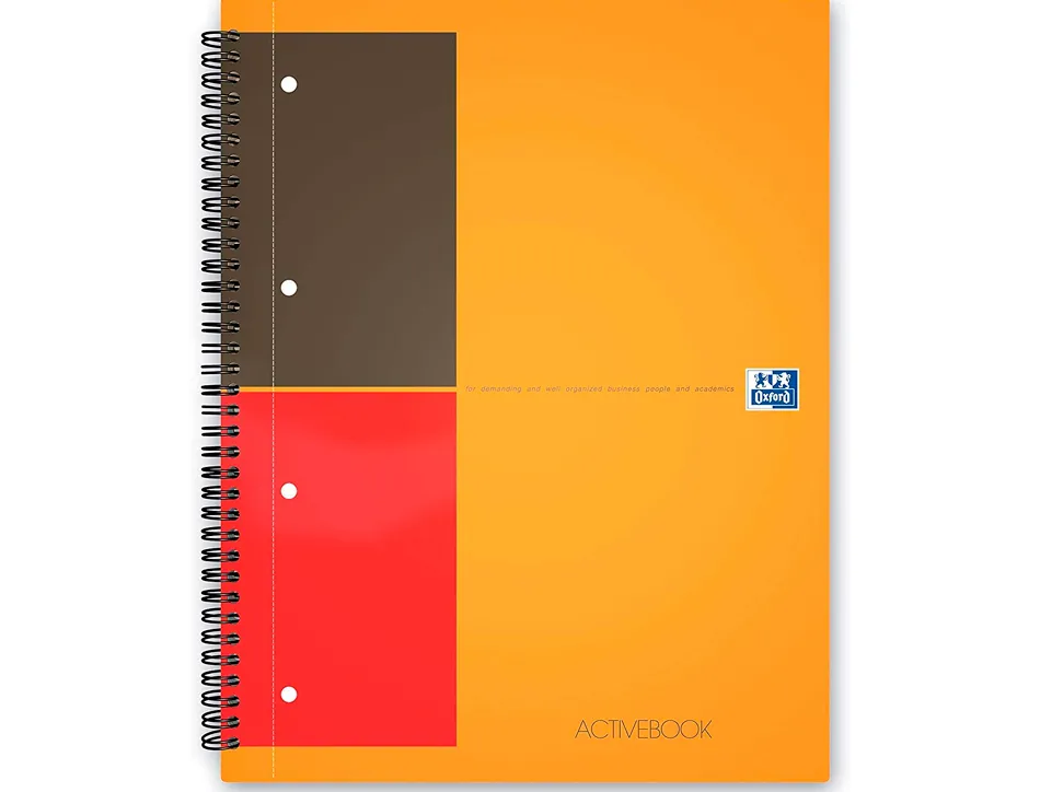 Cahier oxford active book optik paper couverture polypropylène pochette rangement a4+ 21x32cm 160 pages ligné
