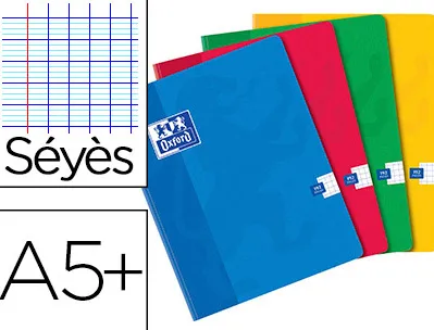 Cahier oxford brochure souple optik paper couverture pelliculée lavable a5+ 17x22cm 192 pages 90g séyès