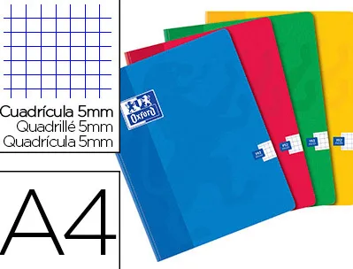 Cahier oxford brochure souple optik paper couverture pelliculée lavable a4 21x29,7cm 192 pages 90g 5x5mm