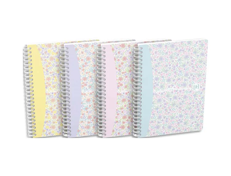 Cahier oxford floral couverture 360 degrés finition soft touch a5 120 pages 90g ligné 7mm marge