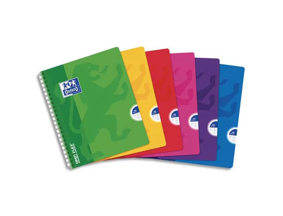 Cahier oxford openflex reliure intégrale couverture polypropylène transparent a5+ 17x22cm 180 pages séyès page de garde