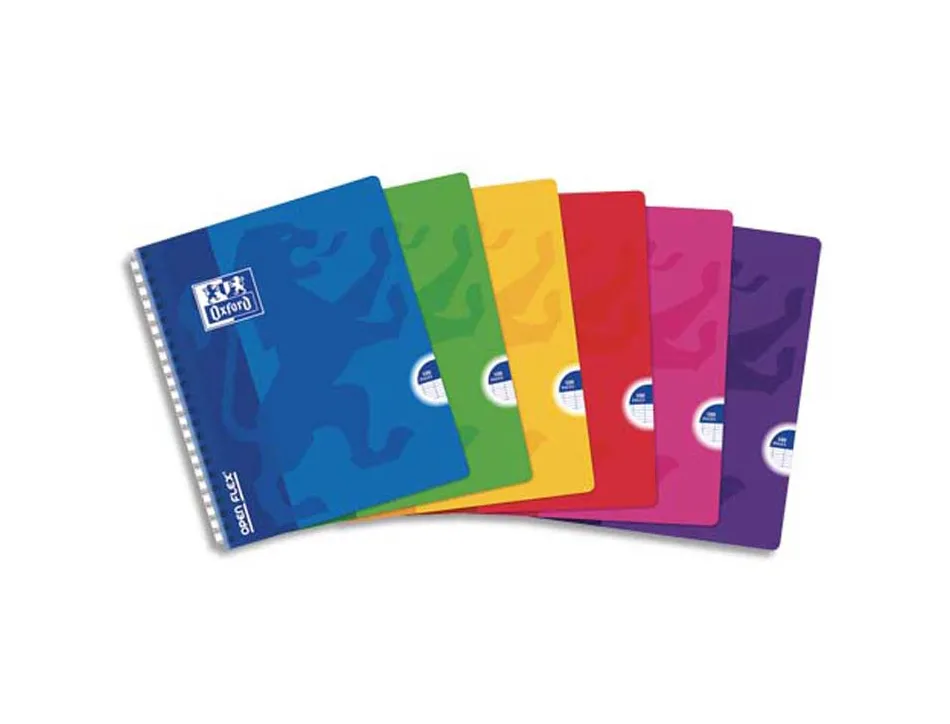 Cahier oxford openflex reliure intégrale couverture polypropylène transparent a5+ 17x22cm 100 pages séyès page de garde
