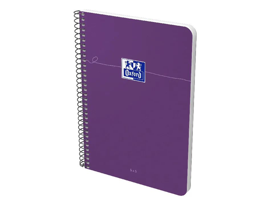 Cahier oxford smart spirale 4 trous 230x297mm 160 pages optik paper 5x5 coloris pastel assortis lot 20 unites