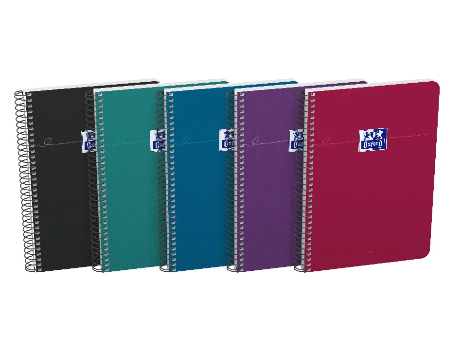 Cahier oxford smart spirale 4 trous 230x297mm 160 pages optik paper 5x5 coloris pastel assortis lot 20 unites