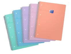 Cahier oxford smart spirale et 4 trous 230x297 160p optik paper q5x5 coloris pastel assortis