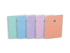 Cahier oxford smart spirale 4 trous 230x297mm 160 pages optik paper seyes coloris pastel assortis