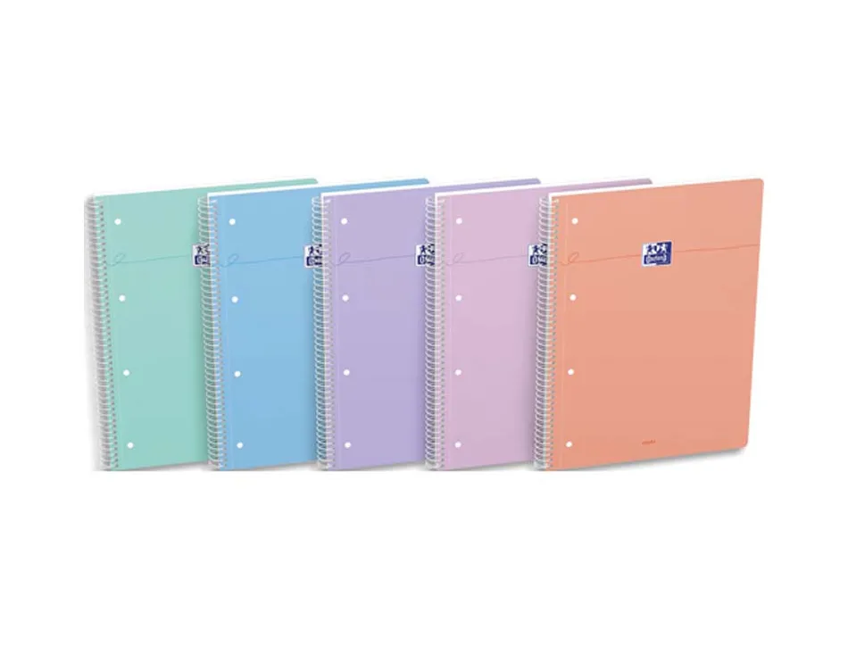 Cahier oxford smart spirale 4 trous 230x297mm 160 pages optik paper seyes coloris pastel assortis
