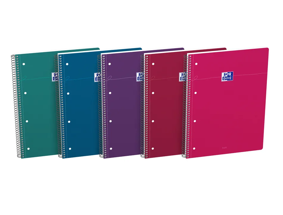 Cahier oxford smart spirale 4 trous 230x297mm 160 pages optik paper seyes coloris intense assortis lot 20