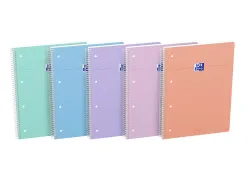 Cahier oxford smart spirale 4 trous 230x297mm 160 pages optik paper seyes coloris pastel assortis lot 20 unites